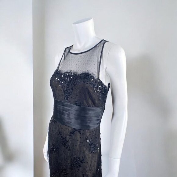 BCBGMAXAZRIA Cocktail Dress Black Sequins, Satin, and Lace, Size 6 - Picture 14 of 15